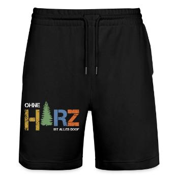 Ohne Harz ist alles doof - Stanley/Stella Unisex Bio Joggingshorts Trainer  - Schwarz - Vorne - Nik (191cm) & Marisol (170cm)