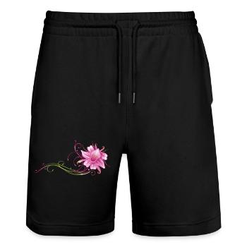 Bunte Orchidee, Ranke in pink und grün - Stanley/Stella Unisex Bio Joggingshorts Trainer  - Schwarz - Vorne - Nik (191cm) & Marisol (170cm)