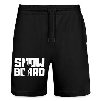 Snowboard Freestyle Shirt – Ride the Mountain - Stanley/Stella Unisex Bio Joggingshorts Trainer  - Schwarz - Vorne - Nik (191cm) & Marisol (170cm)