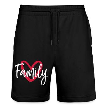Famille coeur je partenaire regarder parents enfants - Short de jogging bio TRAINER Stanley/Stella unisexe - noir - Devant - Nik (191cm) & Marisol (170cm)
