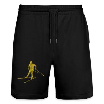Gold Langlauf - Stanley/Stella Unisex Bio Joggingshorts Trainer  - Schwarz - Vorne - Nik (191cm) & Marisol (170cm)
