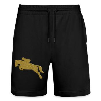 Gold Reiten - Stanley/Stella Unisex Bio Joggingshorts Trainer  - Schwarz - Vorne - Nik (191cm) & Marisol (170cm)