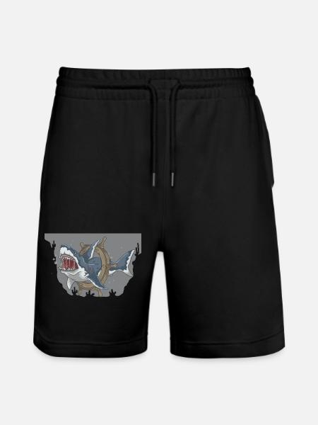 Deep Sea Shark Navigation Illustration - Stanley/Stella Trainer Unisex Organic Jogging Shorts - black