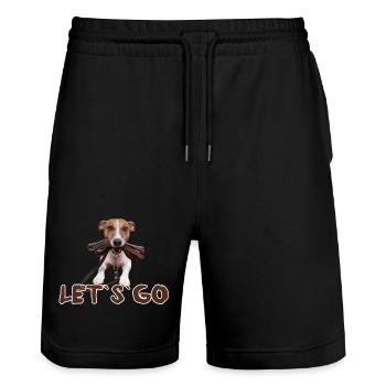 Lets Go Hund – Abenteuerlicher Spaziergang - Stanley/Stella Unisex Bio Joggingshorts Trainer  - Schwarz - Vorne - Nik (191cm) & Marisol (170cm)