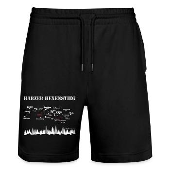 Harzer Hexenstieg - Stanley/Stella Unisex Bio Joggingshorts Trainer  - Schwarz - Vorne - Nik (191cm) & Marisol (170cm)