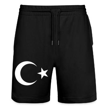Turkey breast logo - Türkiye amblem - Stanley/Stella Trainer Unisex Organic Jogging Shorts - black - Front - Nik (191cm) & Marisol (170cm)