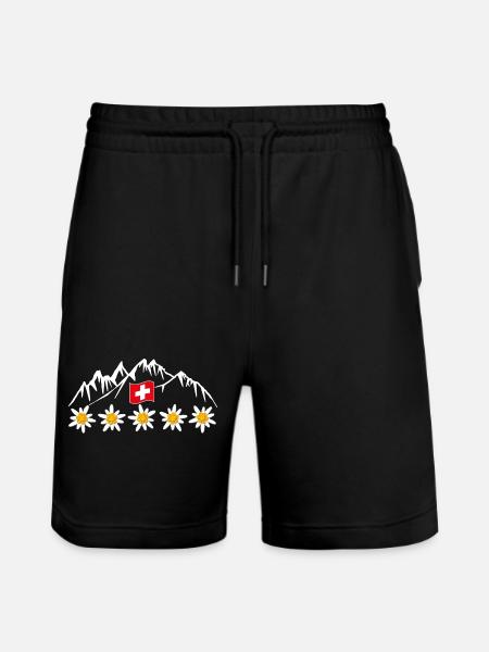 Switzerland, mountains, glaciers, vacation - Stanley/Stella Trainer Unisex Organic Jogging Shorts - black