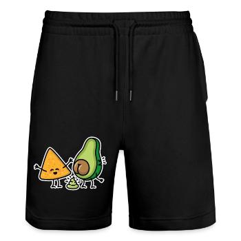 Avocado Scheiße Tortilla-Chips Guacamole vegan - Stanley/Stella Unisex Bio Joggingshorts Trainer  - Schwarz - Vorne - Nik (191cm) & Marisol (170cm)