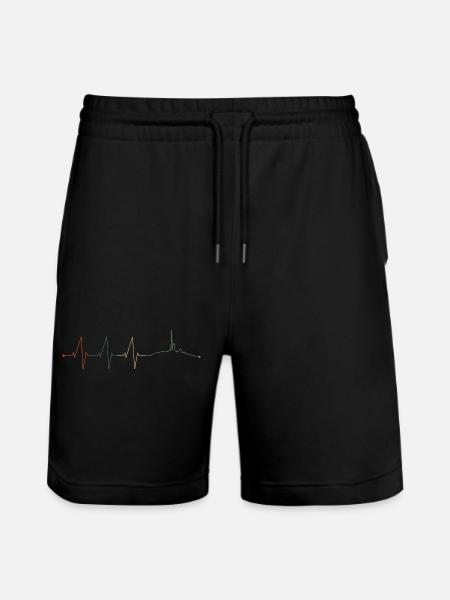 Heartbeat chunk resin mountains pulse vintage retro - Stanley/Stella Trainer Unisex Organic Jogging Shorts - black