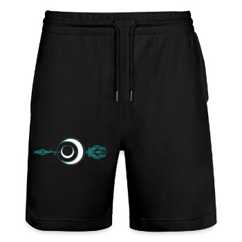 Mond mit Pfeil Göttin Diana Mondgöttin - Stanley/Stella Unisex Bio Joggingshorts Trainer  - Schwarz - Vorne - Nik (191cm) & Marisol (170cm)