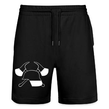 Freiwillige Feuerwehr , Shirt , Feuerwehrhelm (25) - Stanley/Stella Unisex Bio Joggingshorts Trainer  - Schwarz - Vorne - Nik (191cm) & Marisol (170cm)