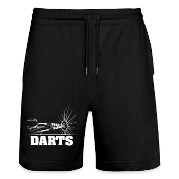 Darts Dartspieler Pfeile Illustration Bar Sport - Stanley/Stella Unisex Bio Joggingshorts Trainer  - Schwarz - Vorne - Nik (191cm) & Marisol (170cm)