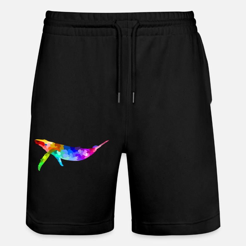Bunter Regenbogen Wal Geschenk Tier - Stanley/Stella Unisex Bio Joggingshorts Trainer  - Schwarz