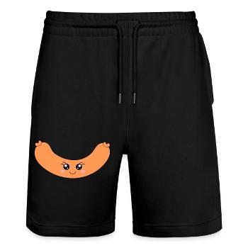 Saucisse à hot-dog kawaii - Short de jogging bio TRAINER Stanley/Stella unisexe - noir - Devant - Nik (191cm) & Marisol (170cm)