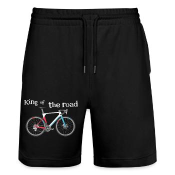 Rennrad lustige Sprüche Fahrrad Logo Gravelbike - Stanley/Stella Unisex Bio Joggingshorts Trainer  - Schwarz - Vorne - Nik (191cm) & Marisol (170cm)