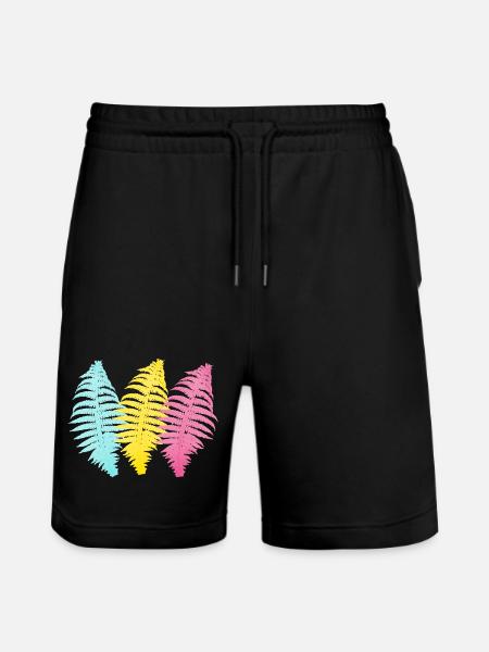 Pastel Palm Trio Print - Stanley/Stella Trainer Unisex Organic Jogging Shorts - black