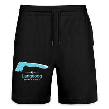 Langeoog | Design Map - Stanley/Stella Trainer Unisex Organic Jogging Shorts - black - Front - Nik (191cm) & Marisol (170cm)