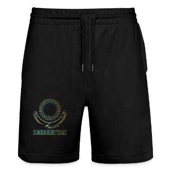 Kasachstan Steppenadler Geschenk - Stanley/Stella Unisex Bio Joggingshorts Trainer  - Schwarz - Vorne - Nik (191cm) & Marisol (170cm)