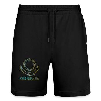 Karaganda Kasachstan Geschenk - Stanley/Stella Unisex Bio Joggingshorts Trainer  - Schwarz - Vorne - Nik (191cm) & Marisol (170cm)