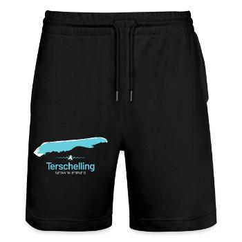 Terschelling | Design map - Stanley/Stella Trainer Unisex Organic Jogging Shorts - black - Front - Nik (191cm) & Marisol (170cm)