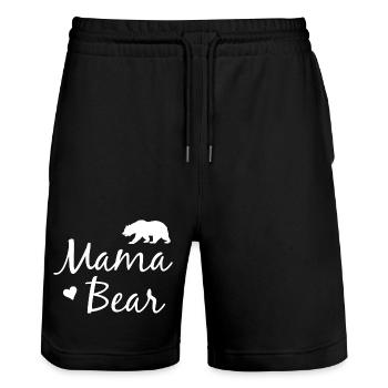Mama Bear - Mama Bear - Stanley/Stella Trainer Unisex Organic Jogging Shorts - black - Front - Nik (191cm) & Marisol (170cm)