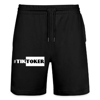 #Tiktoker - Stanley/Stella Unisex Bio Joggingshorts Trainer  - Schwarz - Vorne - Nik (191cm) & Marisol (170cm)