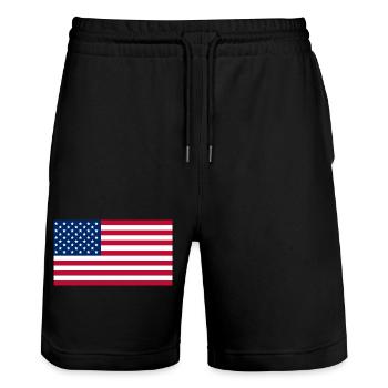 drapeau des Etats Unis - Short de jogging bio TRAINER Stanley/Stella unisexe - noir - Devant - Nik (191cm) & Marisol (170cm)