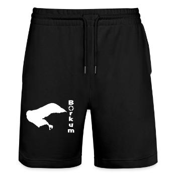 Borkum - Stanley/Stella Unisex Bio Joggingshorts Trainer  - Schwarz - Vorne - Nik (191cm) & Marisol (170cm)