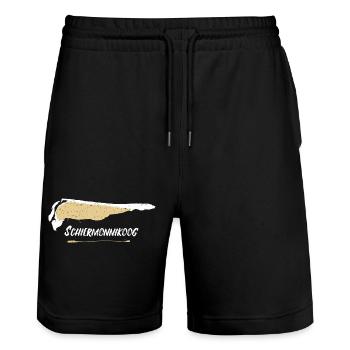 Schiermonnikoog | Vintage Map Retro - Stanley/Stella Trainer Unisex Organic Jogging Shorts - black - Front - Nik (191cm) & Marisol (170cm)