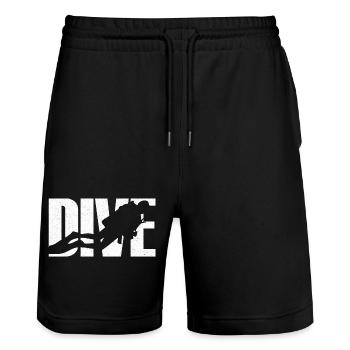 Diving diver - Stanley/Stella Trainer Unisex Organic Jogging Shorts - black - Front - Nik (191cm) & Marisol (170cm)