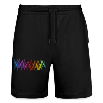 Abstract Lines Design 04 - Stanley/Stella Trainer Unisex Organic Jogging Shorts - black - Front - Nik (191cm) & Marisol (170cm)