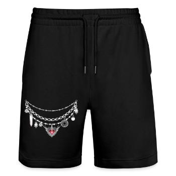 antique silver dirndl charivari with many followers - Stanley/Stella Trainer Unisex Organic Jogging Shorts - black - Front - Nik (191cm) & Marisol (170cm)