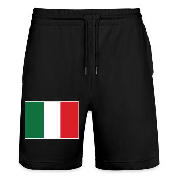 Italy Flag - Stanley/Stella Trainer Unisex Organic Jogging Shorts - black - Front - Nik (191cm) & Marisol (170cm)