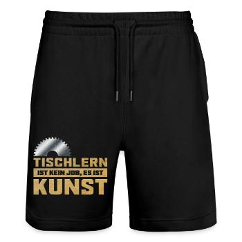 Tischlern ist Kunst Tischler Sägeblatt mit Spruch - Stanley/Stella Unisex Bio Joggingshorts Trainer  - Schwarz - Vorne - Nik (191cm) & Marisol (170cm)