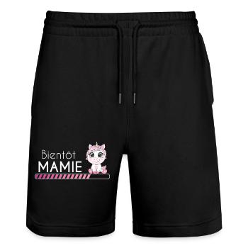 Bientôt mamie licorne - Short de jogging bio TRAINER Stanley/Stella unisexe - noir - Devant - Nik (191cm) & Marisol (170cm)