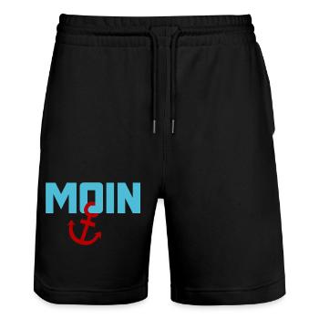 Moin ancre Ahoi Mer du Nord Mer Baltique plage vacances côte - Short de jogging bio TRAINER Stanley/Stella unisexe - noir - Devant - Nik (191cm) & Marisol (170cm)