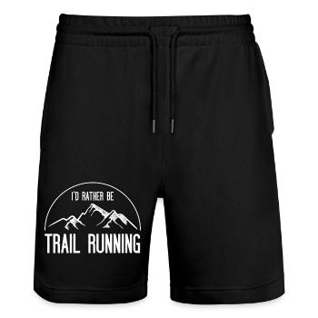 I'd Rather Be Trail Running - Stanley/Stella Trainer Unisex Organic Jogging Shorts - black - Front - Nik (191cm) & Marisol (170cm)