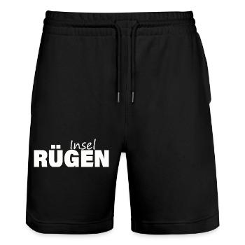 INSEL RÜGEN - Stanley/Stella Unisex Bio Joggingshorts Trainer  - Schwarz - Vorne - Nik (191cm) & Marisol (170cm)
