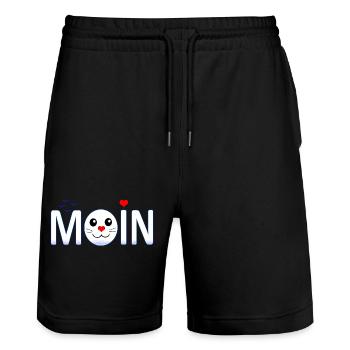 Moin Moin - Stanley/Stella Trainer Unisex Organic Jogging Shorts - black - Front - Nik (191cm) & Marisol (170cm)