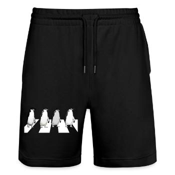 Abbey Road Penguins - Stanley/Stella Trainer Unisex Organic Jogging Shorts - black - Front - Nik (191cm) & Marisol (170cm)