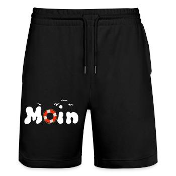 Moin Möwen Rettungsring Nordisch - Stanley/Stella Unisex Bio Joggingshorts Trainer  - Schwarz - Vorne - Nik (191cm) & Marisol (170cm)