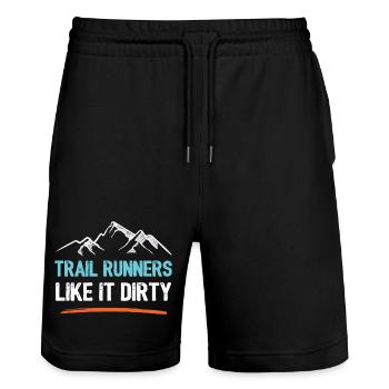 Trail Runners Like It Dirty - Stanley/Stella Trainer Unisex Organic Jogging Shorts - black - Front - Nik (191cm) & Marisol (170cm)
