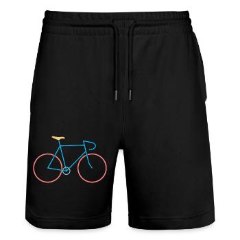 Racing bike red blue - Stanley/Stella Trainer Unisex Organic Jogging Shorts - black - Front - Nik (191cm) & Marisol (170cm)