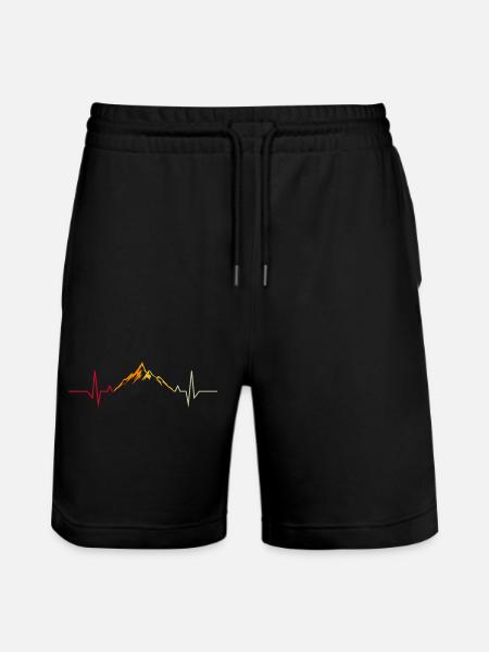 Mountain heartbeat EKG hiking retro gift - Stanley/Stella Trainer Unisex Organic Jogging Shorts - black