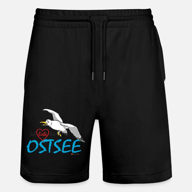 Möwe, Ich liebe die Ostsee - Stanley/Stella Unisex Bio Joggingshorts Trainer  - Schwarz