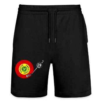 Positive Vibrations Red Gold Green Vinyl Record - Stanley/Stella Trainer Unisex Organic Jogging Shorts - black - Front - Nik (191cm) & Marisol (170cm)