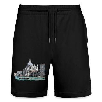 Venise - Short de jogging bio TRAINER Stanley/Stella unisexe - noir - Devant - Nik (191cm) & Marisol (170cm)