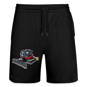 Red snowcat - Stanley/Stella Trainer Unisex Organic Jogging Shorts - black - Front - Nik (191cm) & Marisol (170cm)