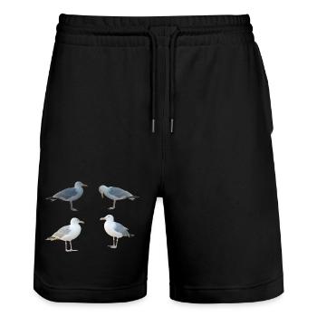 Mouettes - Short de jogging bio TRAINER Stanley/Stella unisexe - noir - Devant - Nik (191cm) & Marisol (170cm)