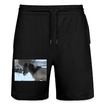 Pferd Pferdeposter - Stanley/Stella Unisex Bio Joggingshorts Trainer  - Schwarz - Vorne - Nik (191cm) & Marisol (170cm)